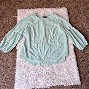 Investments II mint green balloon sleeve blouse, 2X